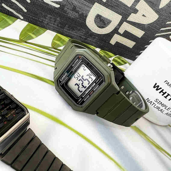 CASIO W-217H-3AV BOLD ADVENTURE - MEN'S SPORTY DIGITAL WATCH with Green Resin Band and Precision Timing-i-Watch-3
