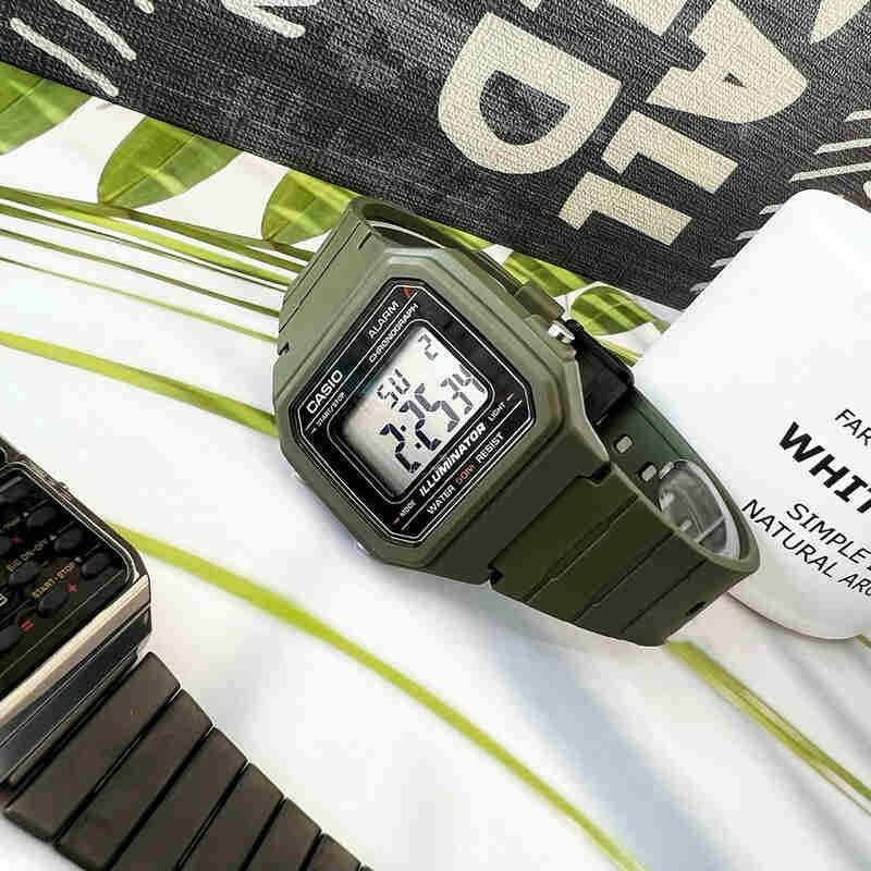 CASIO W-217H-3AV BOLD ADVENTURE - MEN'S SPORTY DIGITAL WATCH with Green Resin Band and Precision Timing-i-Watch-3