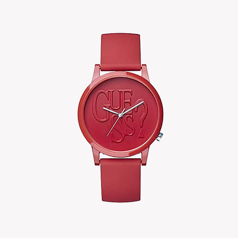 Guess Men's Red Stainless Steel Watch, Red Leather Band | V1019m3-Na by i-watch