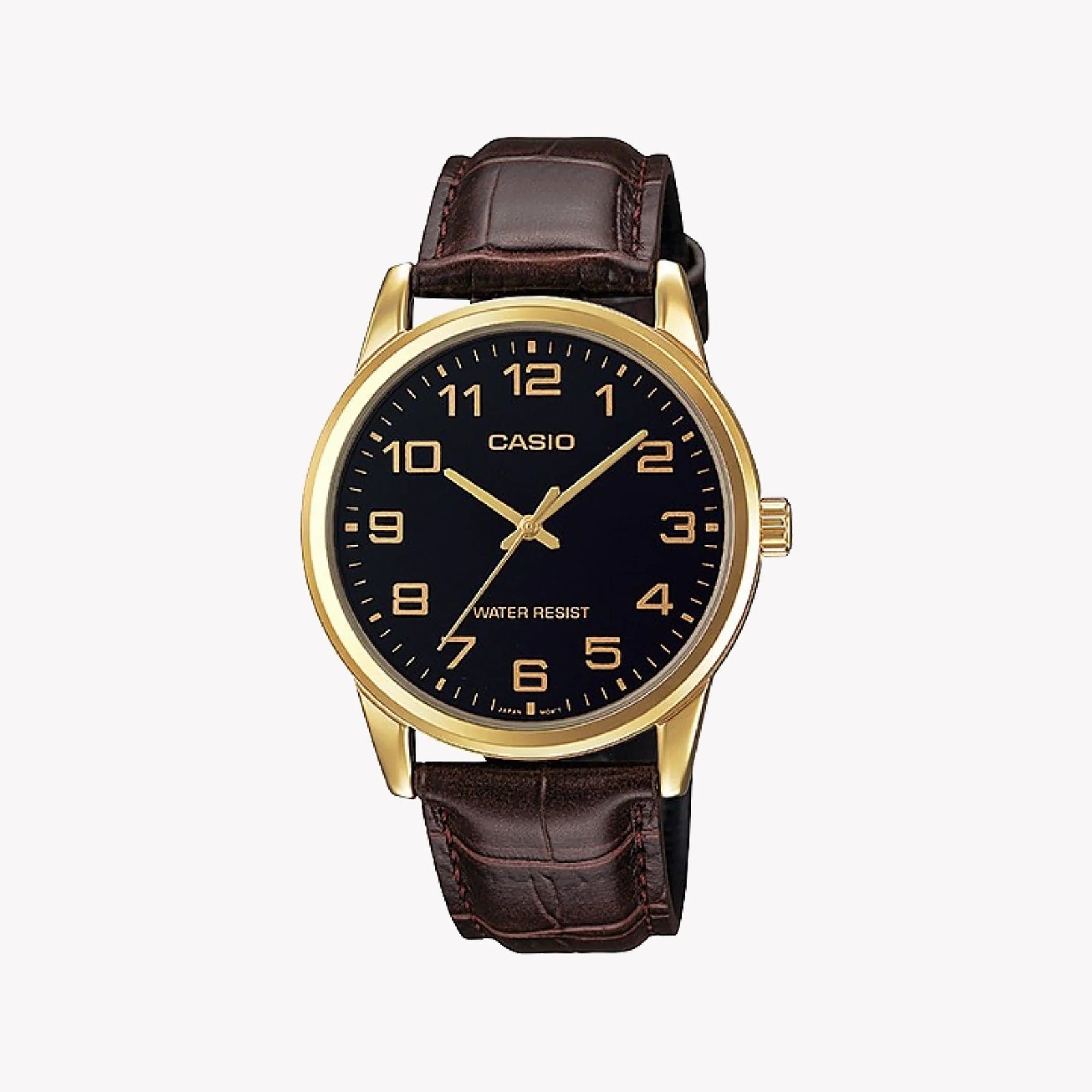 Timeless Elegance Men's Gold Leather Watch, 38mm | Mtp-V001gl-1budf by i-watch