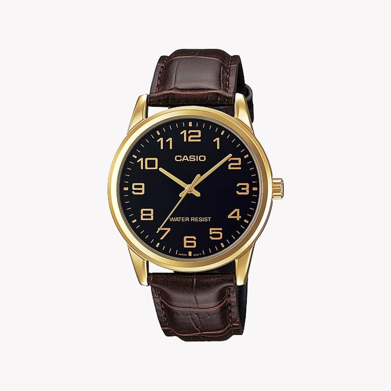 Timeless Elegance Men's Gold Leather Watch, 38mm | Mtp-V001gl-1budf by i-watch