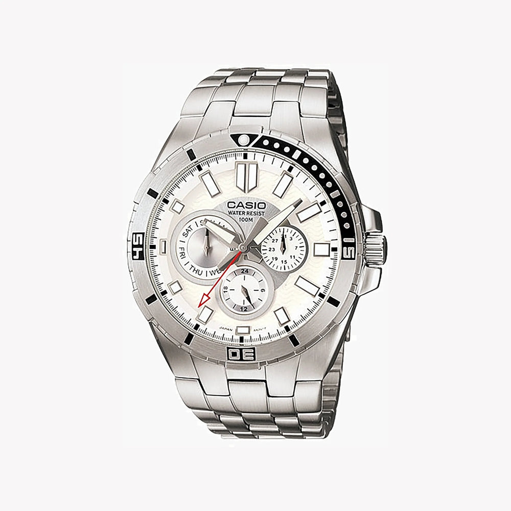 Casio Mtd-1060d-7avdf - Sporty Sophistication Unisex Analog Watch In Silver Stainless Steel by i-watch