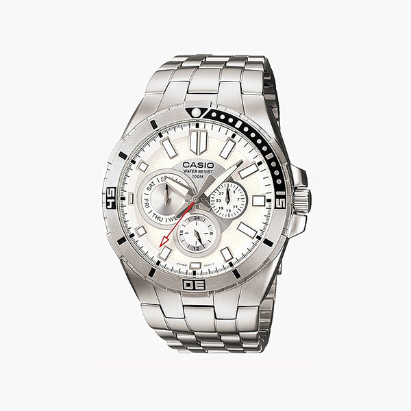 Casio Mtd-1060d-7avdf - Sporty Sophistication Unisex Analog Watch In Silver Stainless Steel by i-watch