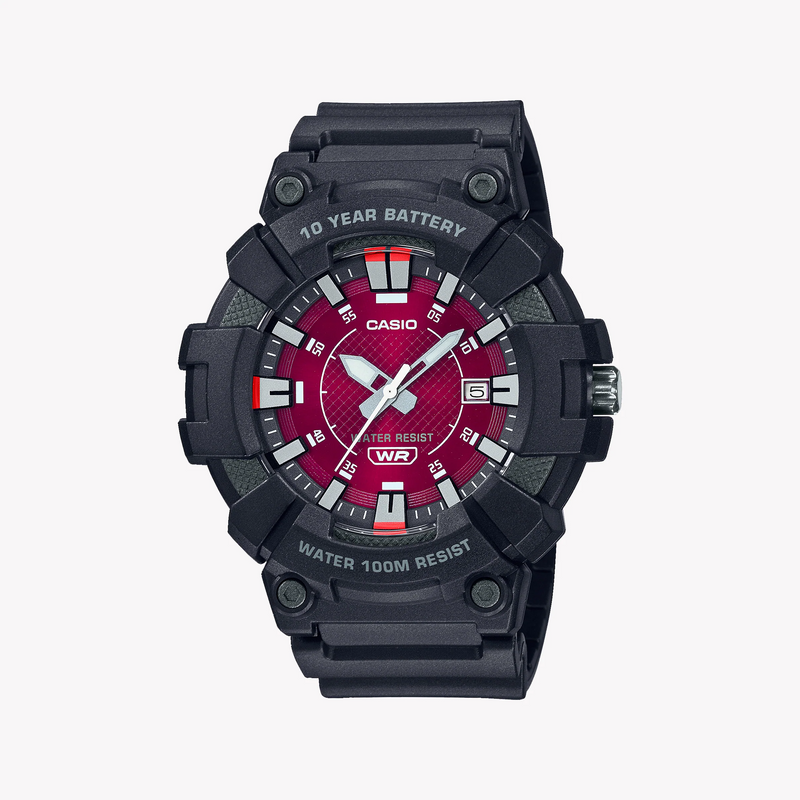 Casio Men's Black Resin Watch, Magenta Dial | Mw-610h-4av by i-watch