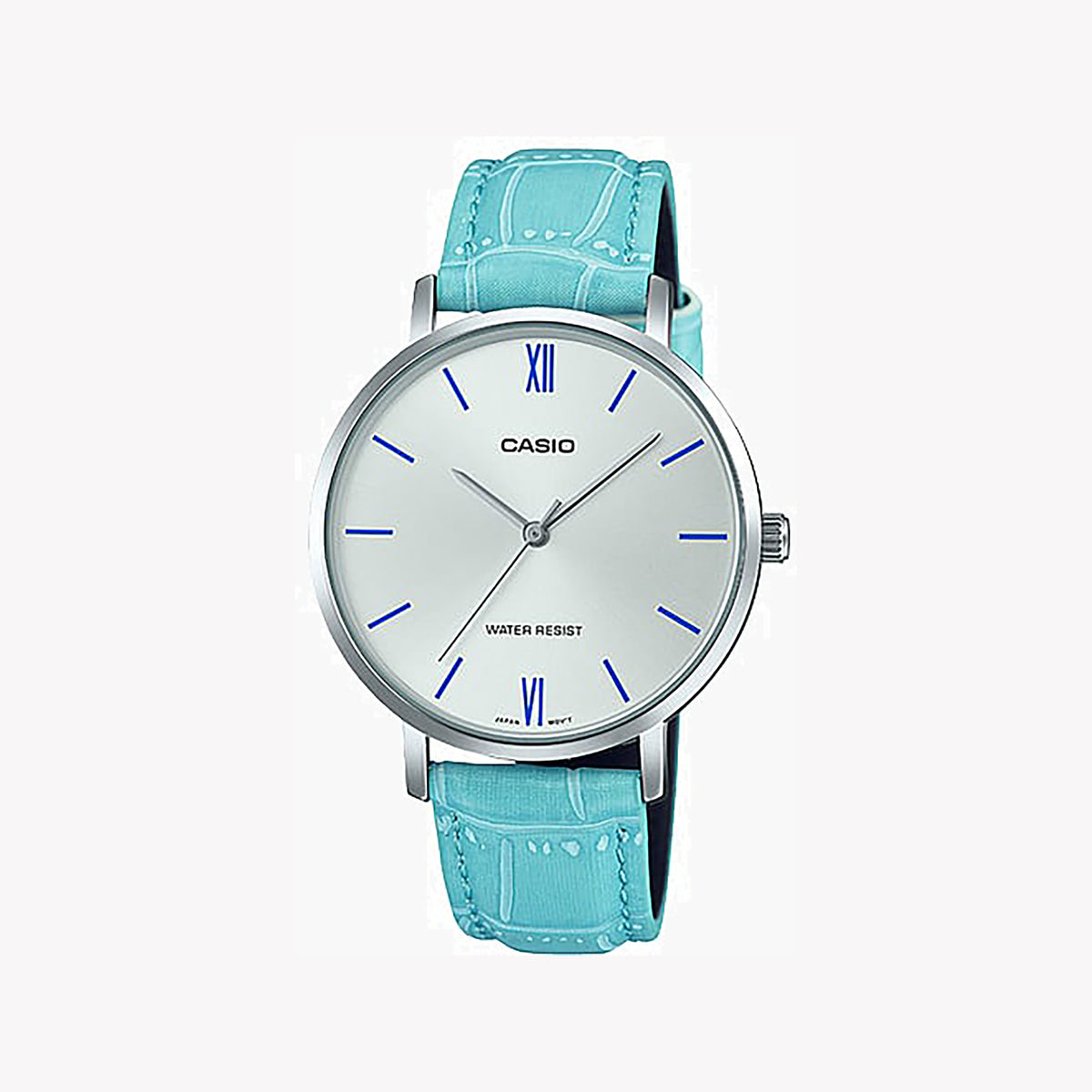 CASIO LTP-VT01L-7B3 - ELEGANT DUALITY - STUNNING BLUE LEATHER & SILVER STAINLESS STEEL UNISEX WATCH