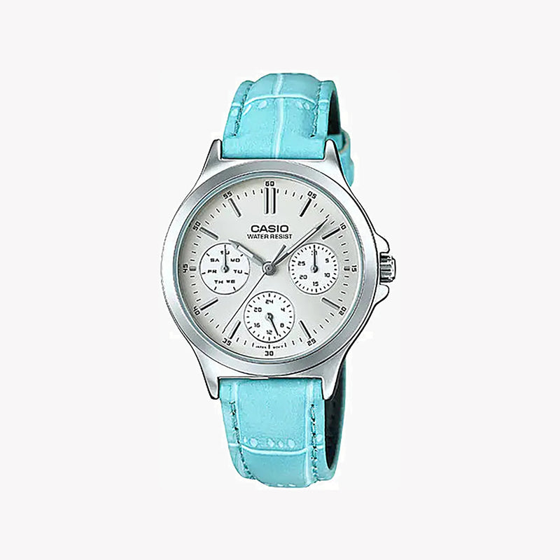 Casio Ltp-V300l-2audf Sporty Sophistication - Elegant Leather Women's Watch With White Dial by i-watch