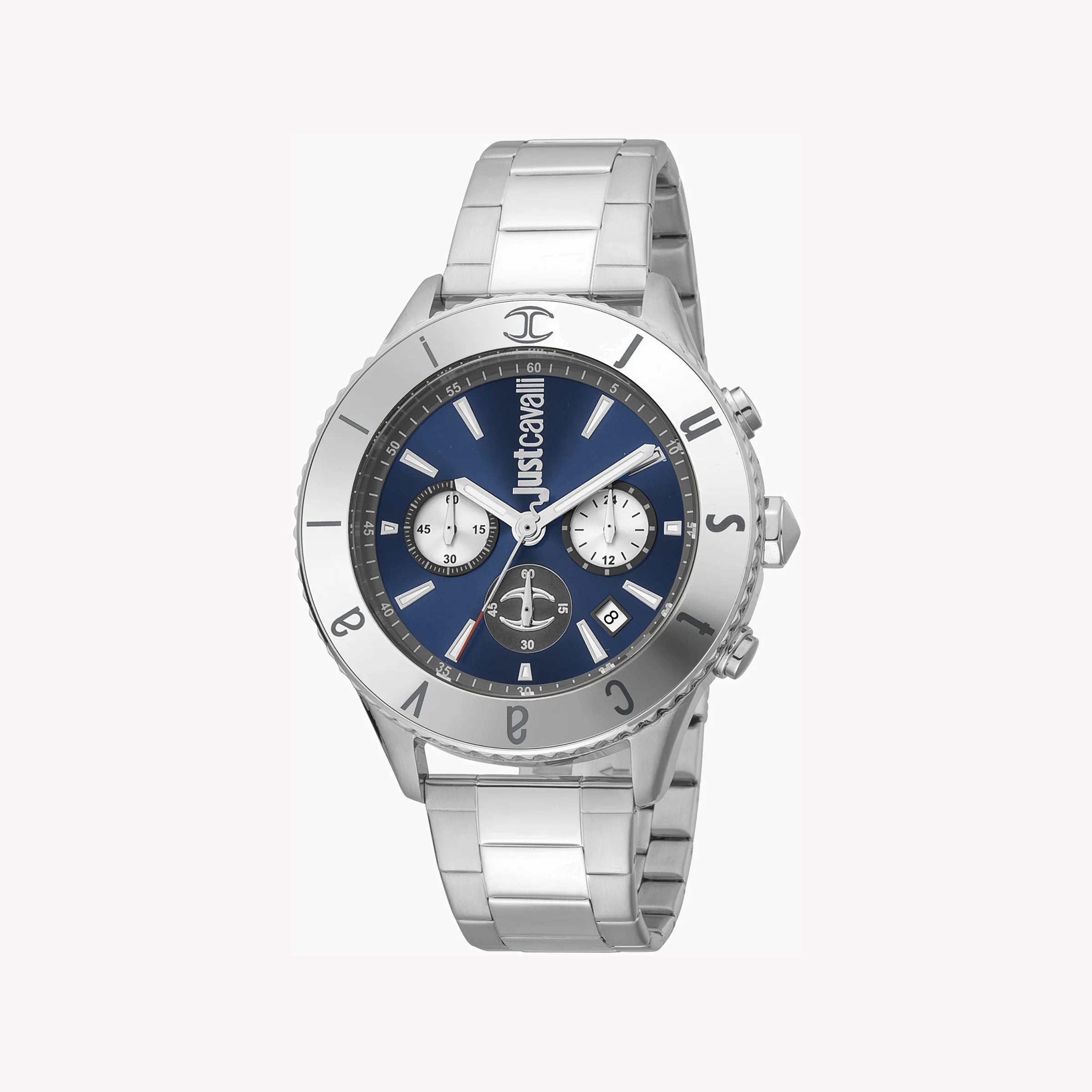 JUST CAVALLI JC1G155M0055 - ELEGANT SILVER & BLUE MEN'S WATCH - SOPHISTICATION REDEFINED