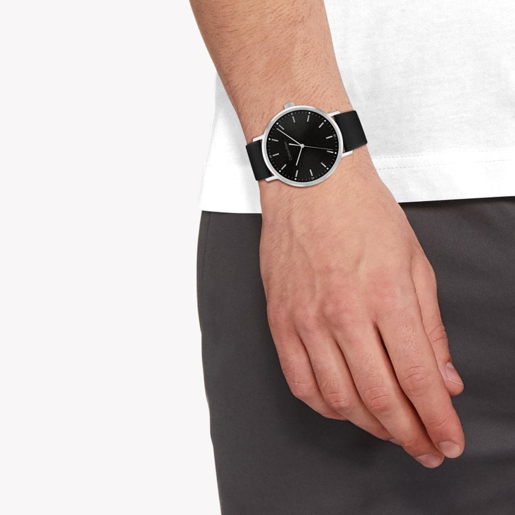 CK CALVIN KLEIN 25200050 - BOLD ELEGANCE MEN'S WATCH WITH BLACK STAINLESS STEEL & LUXURY LEATHER BAND-i-Watch-4