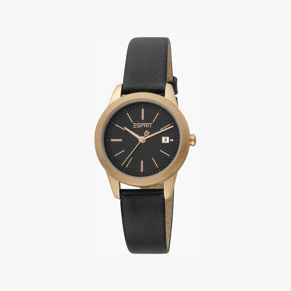 Esprit Women's Black Leather Watch, Black Dial | Es1l199m0055 by i-watch