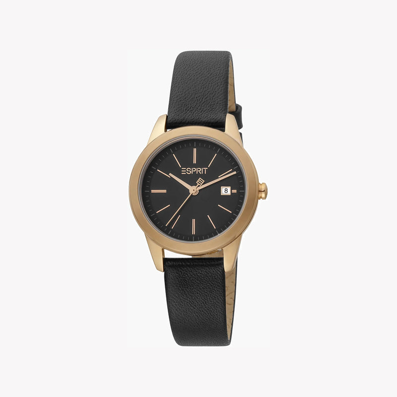 Esprit Women's Black Leather Watch, Black Dial | Es1l199m0055 by i-watch