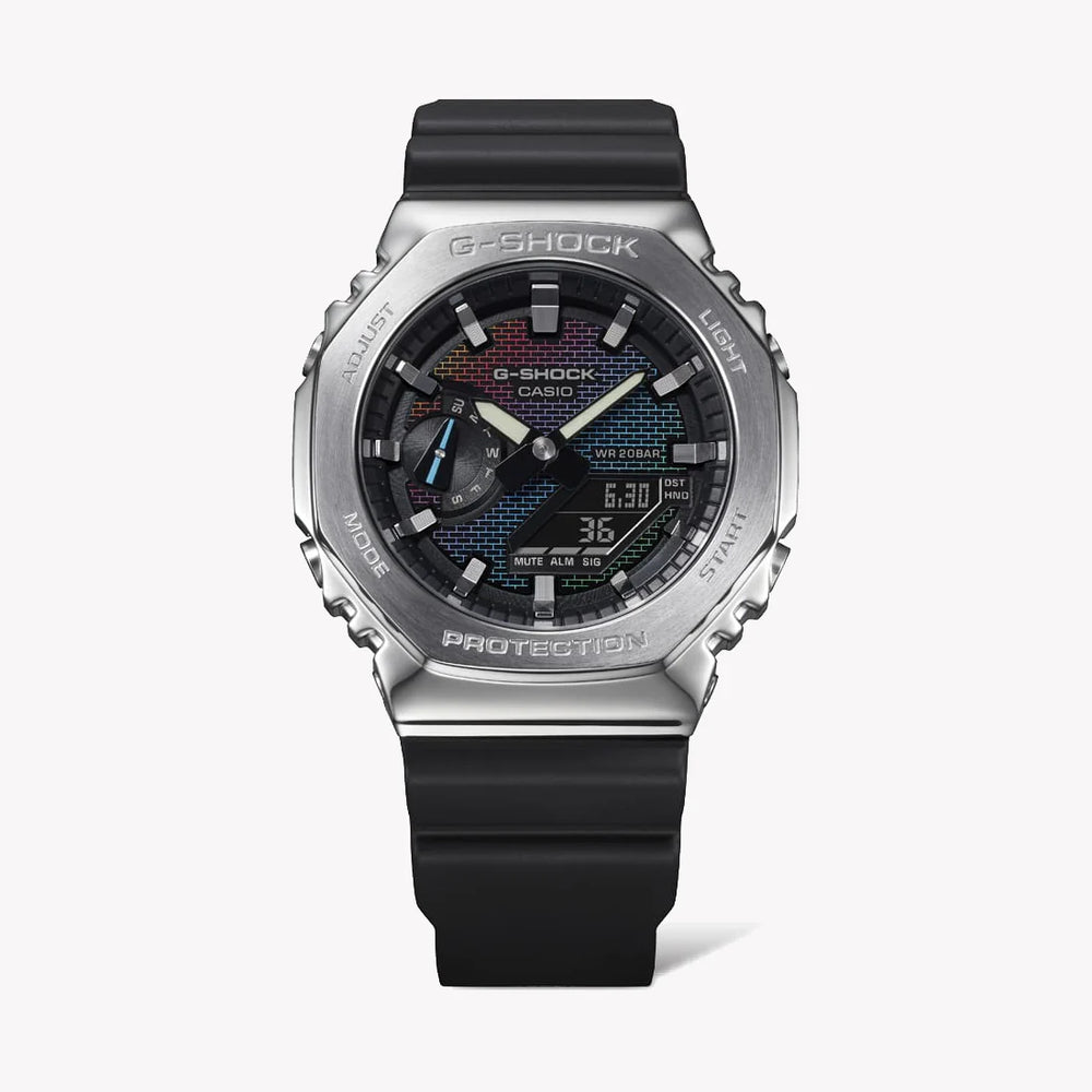 Casio G-Shock Men's Silver & Multicolour Watch, Black Band | Gm-2100rw-1aer by i-watch