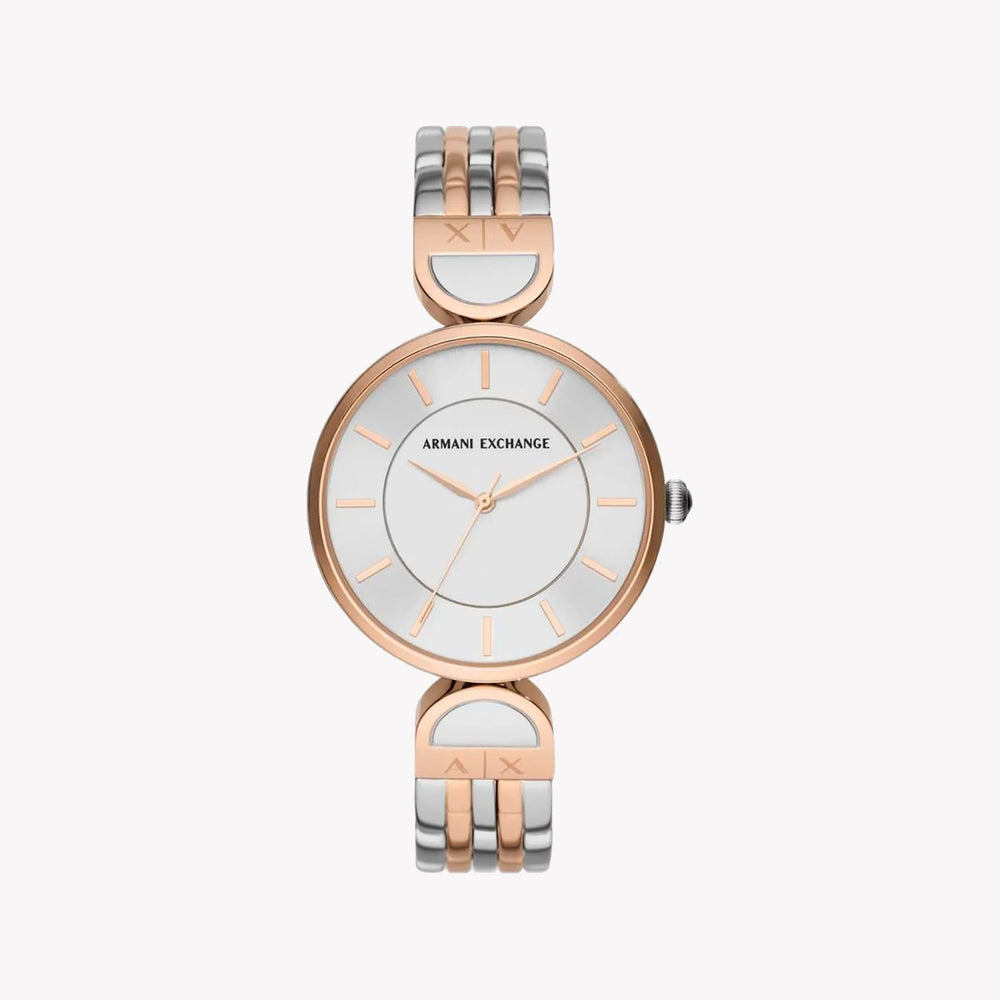 ARMANI EXCHANGE AX5383 - ELEGANT SILVER-ROSE GOLD WOMEN'S TIMEPIECE WITH MINIMALIST CHARM