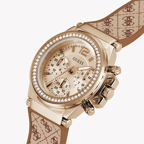 Guess Women's Rose Gold Silicone Watch, Rose Gold Dial | Gw0699l2 by i-watch