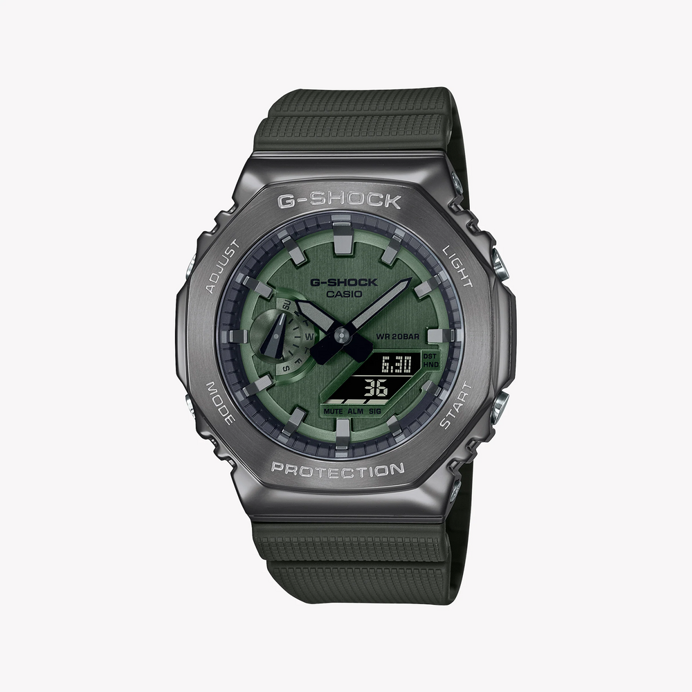 G-SHOCK GM-2100B-3AER MEN'S ADVENTURE WATCH - BOLD GREEN & SILVER DESIGN