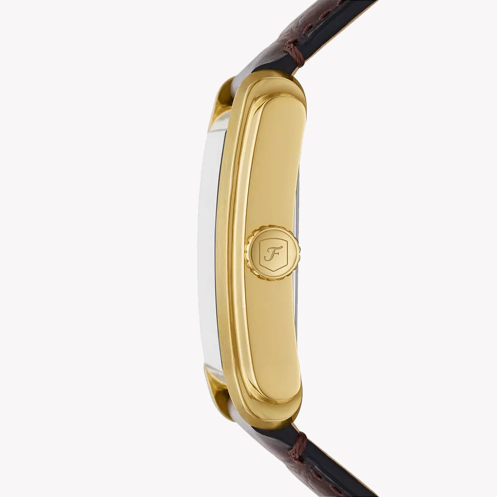 FOSSIL CARRAWAY FS6011 - ELEGANT MODERN MEN'S WATCH WITH GOLD STAINLESS STEEL & BROWN LEATHER BAND-i-Watch-2