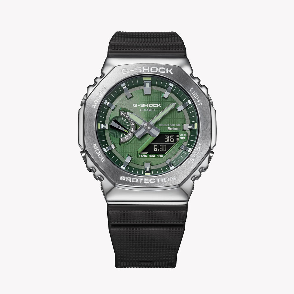 Casio G-Shock Men's Silver & Green Watch, Resin Band | Gbm-2100a-1a3er by i-watch