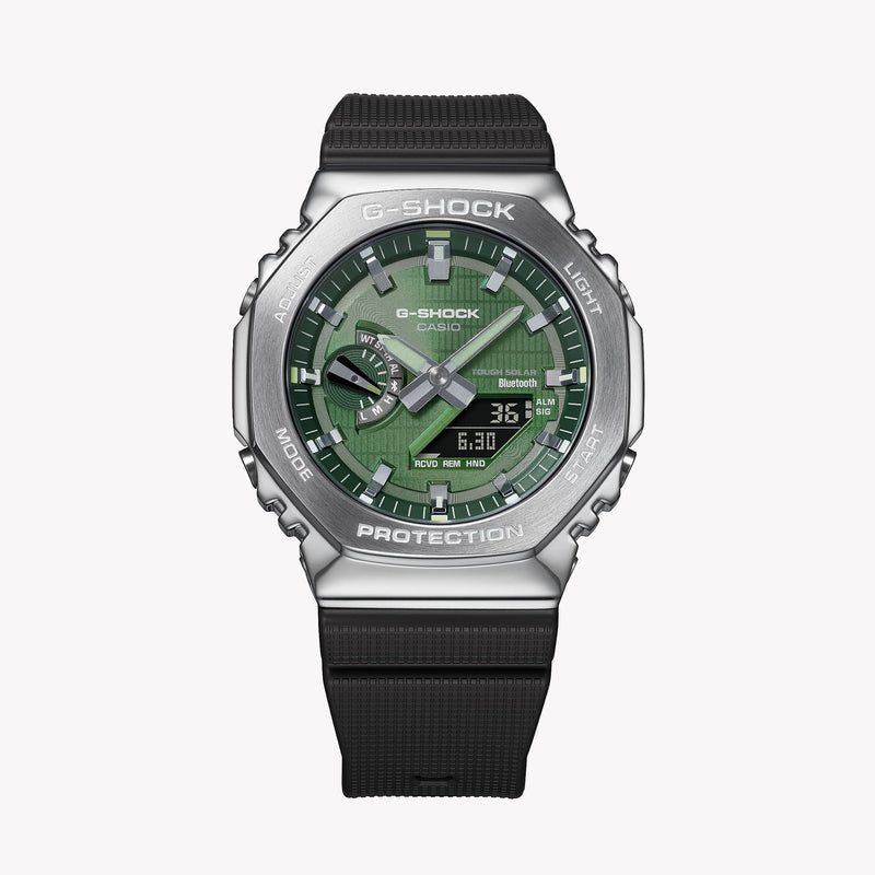 Casio G-Shock Men's Silver & Green Watch, Resin Band | Gbm-2100a-1a3er by i-watch