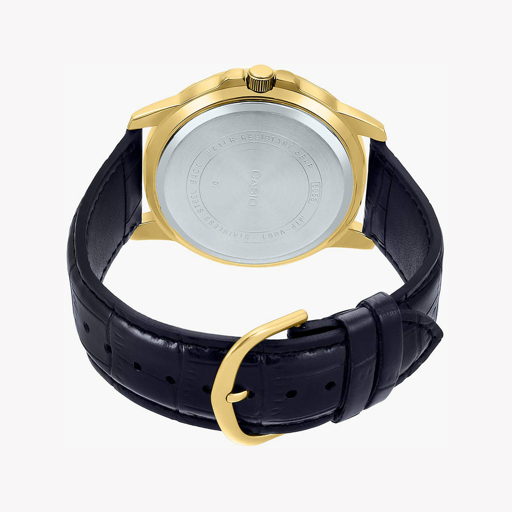Casio Men's Gold Watch, Black Leather Band | Mtp-Vd01gl-1ev