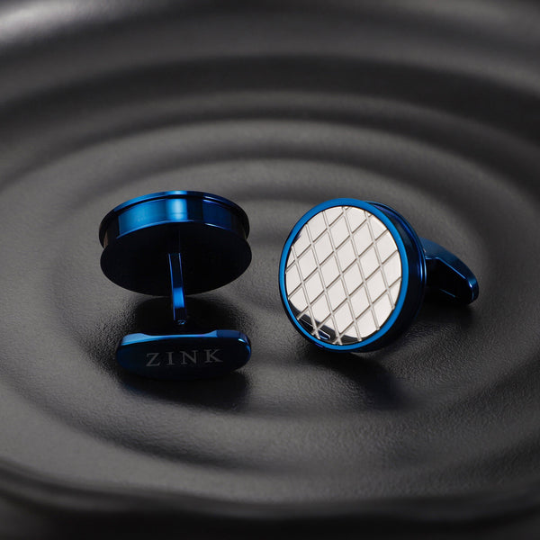 Zink Men's Stainless Steel Blue & Silver Cufflink | Zjcl004bl