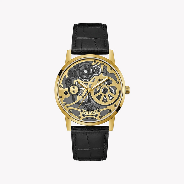 GUESS GW0570G1 - BOLD & SOPHISTICATED MEN'S WATCH with Gold Case & Black Leather Band