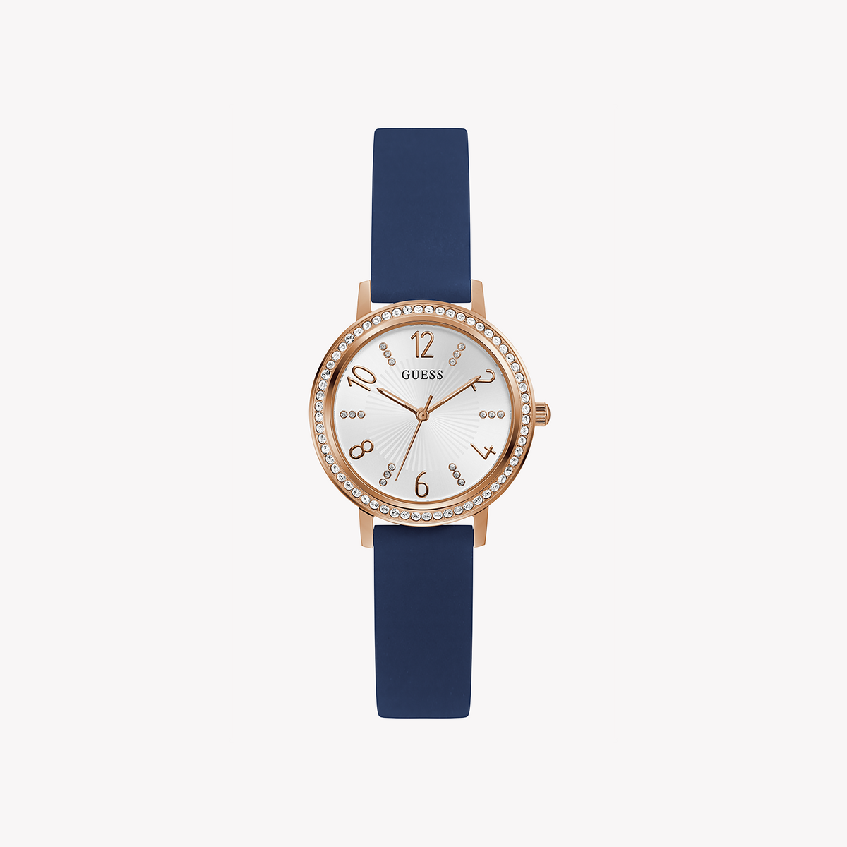 GUESS GW0591L1 ROSE GOLD ELEGANCE - STUNNING WOMEN'S WATCH WITH BLUE SILICONE BAND