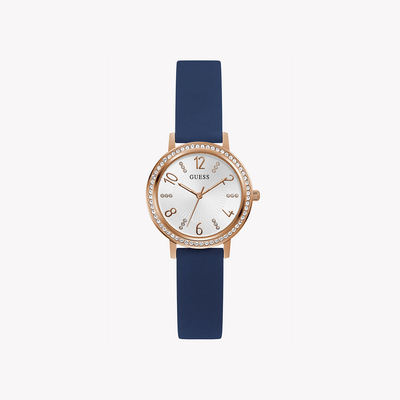 Guess Women's Rose Gold Watch, Blue Silicone Band | Gw0591l1 by i-watch