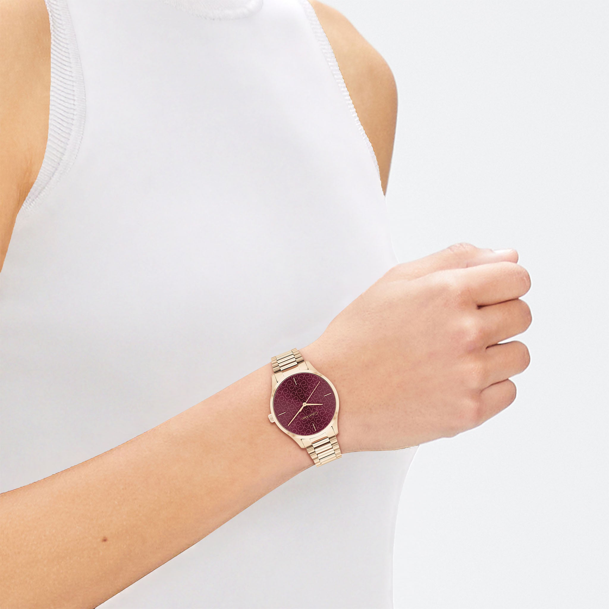 CK CALVIN KLEIN NEW COLLECTION - BOLD RED DIAL GOLD STAINLESS STEEL WOMEN'S WATCH-i-Watch-4