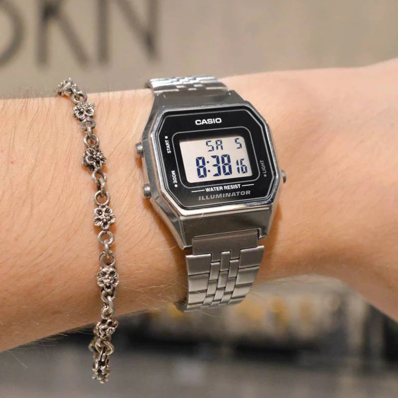 Casio Unisex Silver Digital Watch, Stainless Steel | La680wa-1df by i-watch