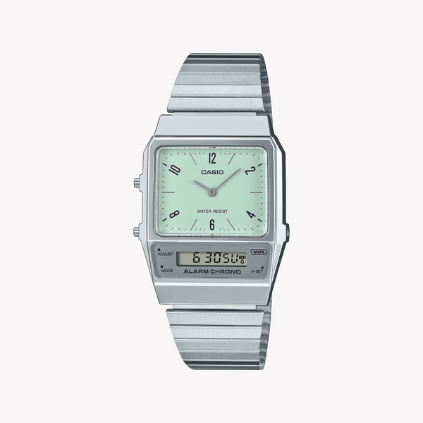 Casio Men's Silver Resin Watch, Green Dial | Aq-800e-3aef by i-watch