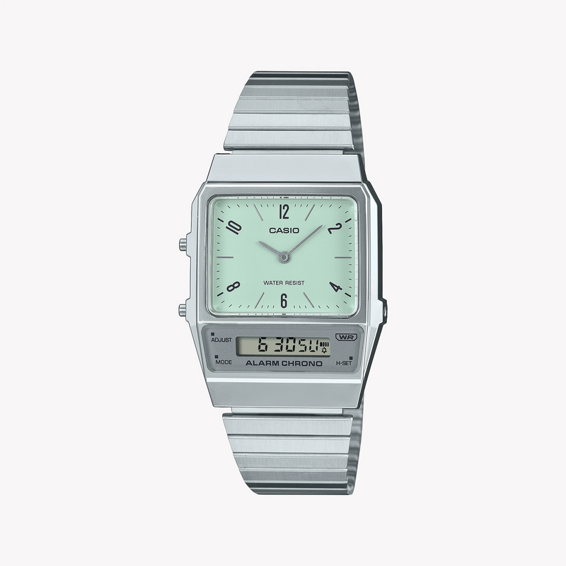 Casio Men's Silver Resin Watch, Green Dial | Aq-800e-3aef by i-watch
