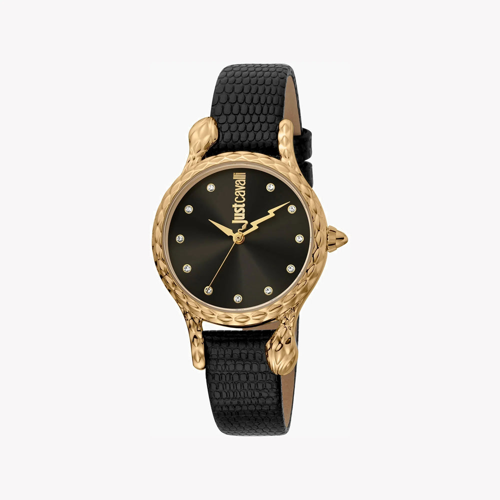 Just Cavalli Women's Black Leather Watch, Gold Case | Jc1l125l0025 by i-watch