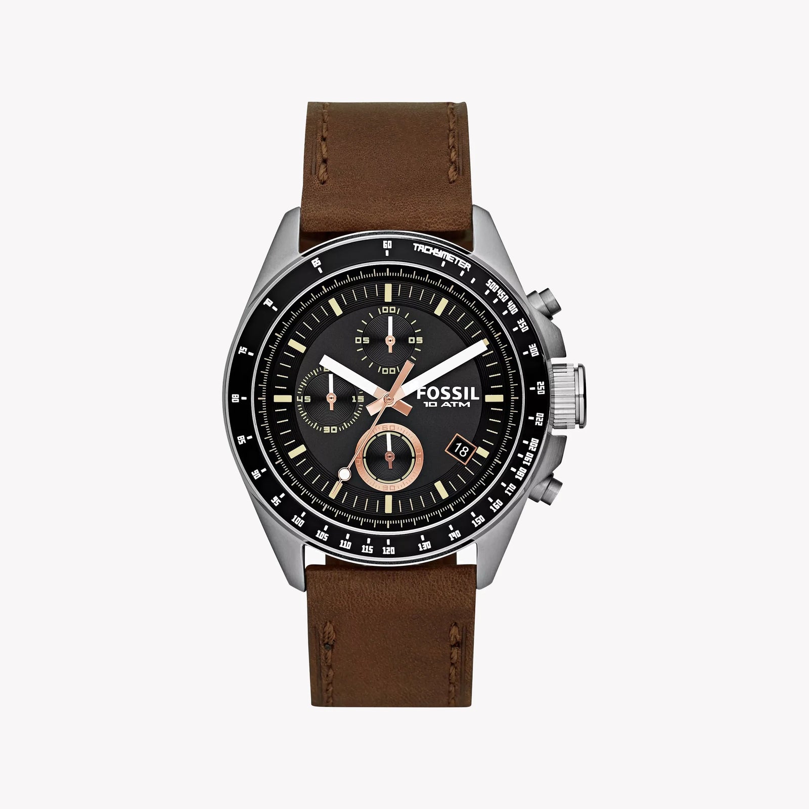 Fossil Men's Silver Stainless Steel, Brown Leather | Ch2885 by i-watch
