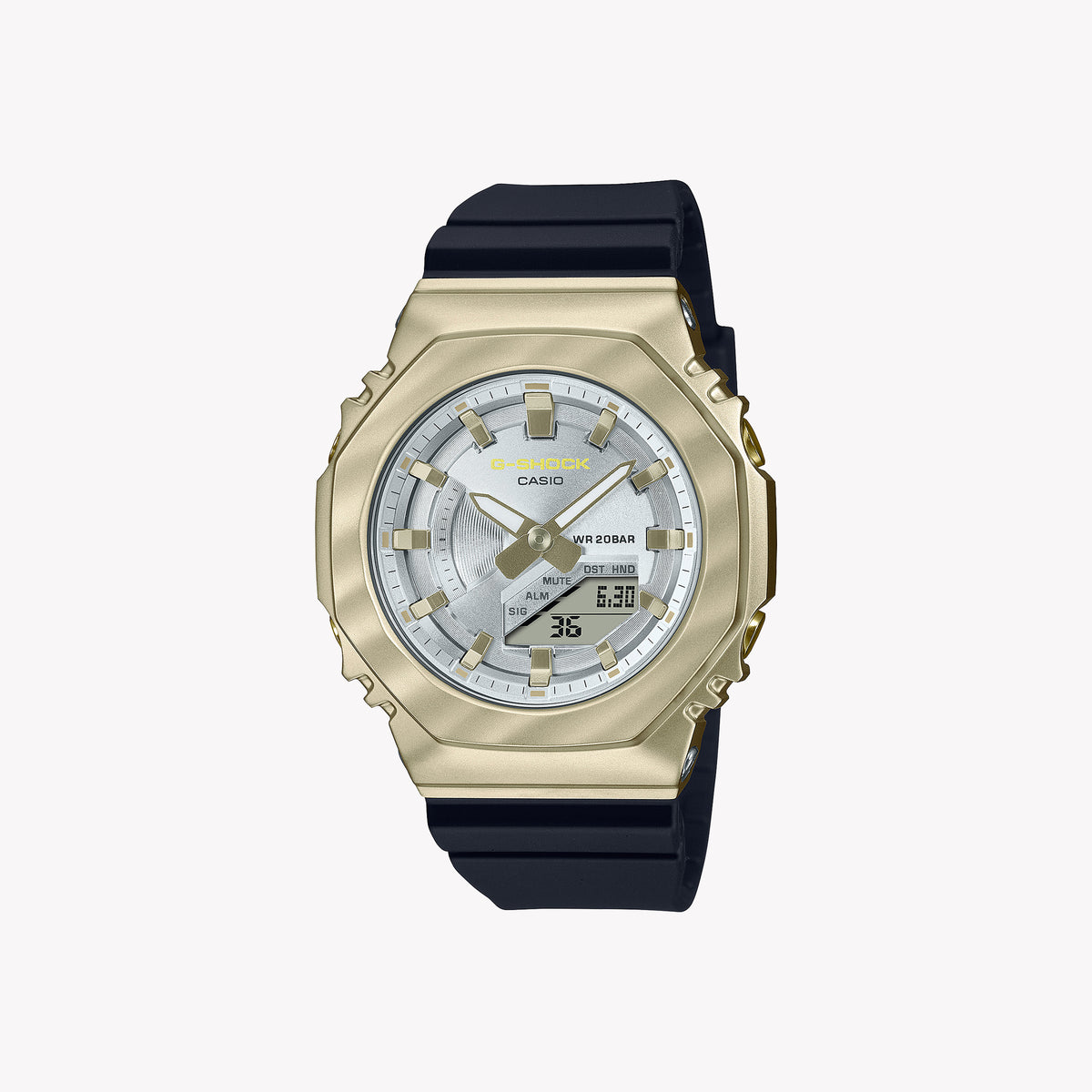 G-Shock Women's Watch with Silver Resin & Stainless Steel Case and Silver Resin Band