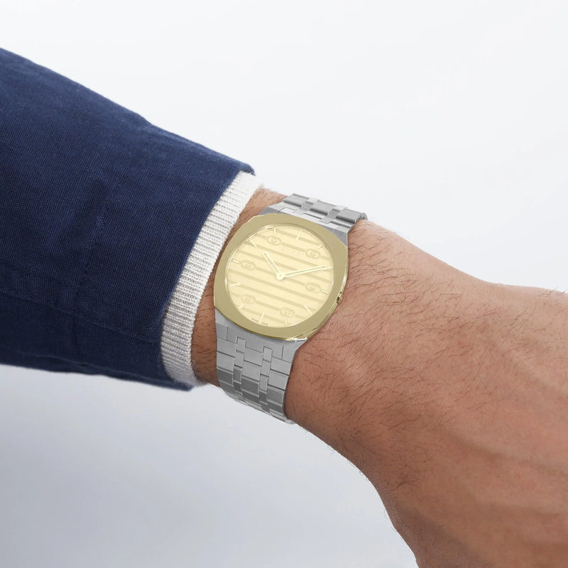 GUCCI YA163405 LUXURY TIMEPIECE - ELEGANT SILVER-GOLD & GOLD DIAL UNISEX WATCH-i-Watch-4