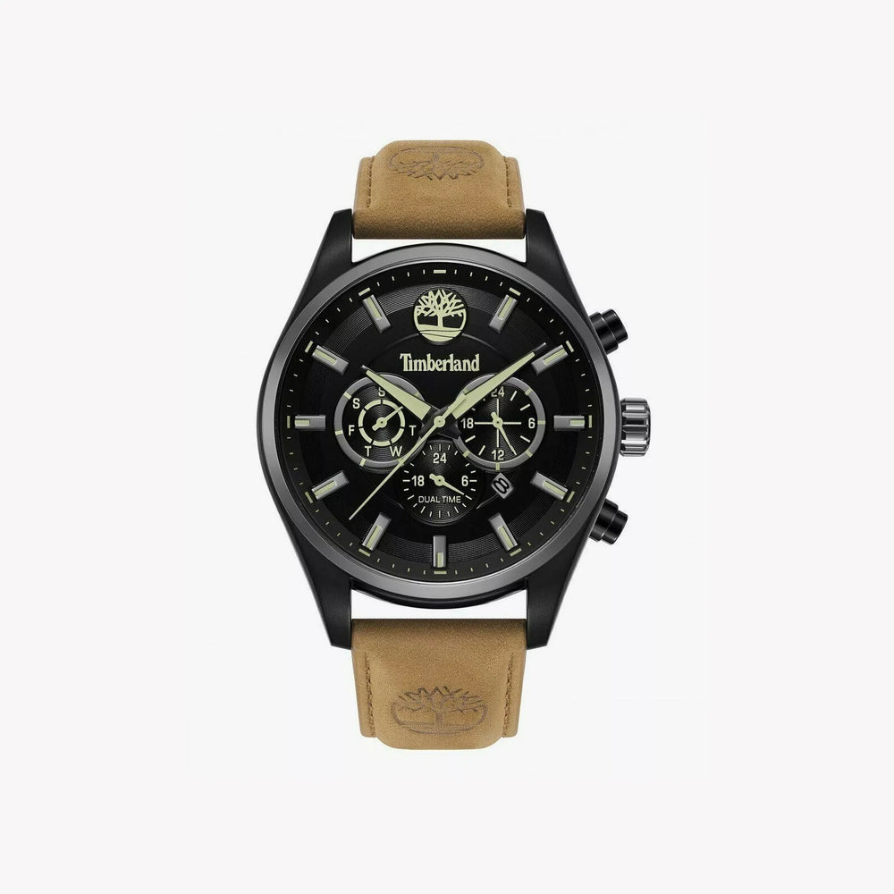 Timberland Men's Black Stainless Steel, Brown Leather | Tdwgc2132601 by i-watch