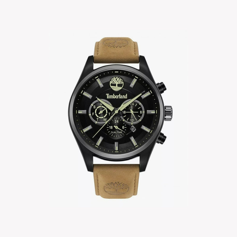Timberland Men's Black Stainless Steel, Brown Leather | Tdwgc2132601 by i-watch