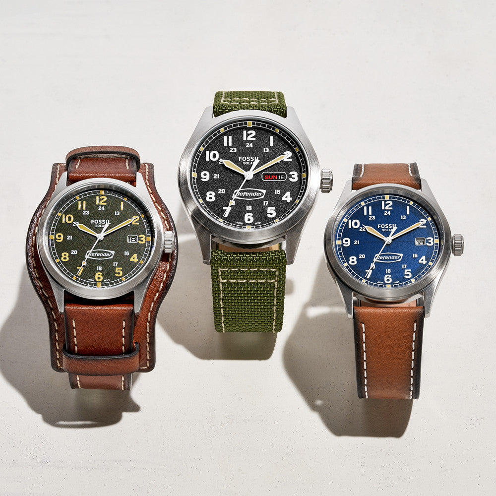 FOSSIL FS5977 SOLAR ADVENTURER - MEN'S STYLISH SILVER CASE & GREEN NYLON BAND WATCH-i-Watch-5