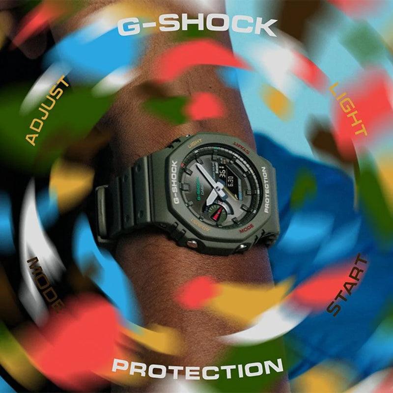 G-Shock Men's Olive Resin Watch, Tough Solar | Ga-B2100fc-3adr by i-watch