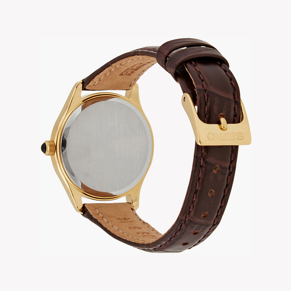 SEIKO SWR072P1 Women's Elegant Gold Watch with Leather Band-i-Watch-3