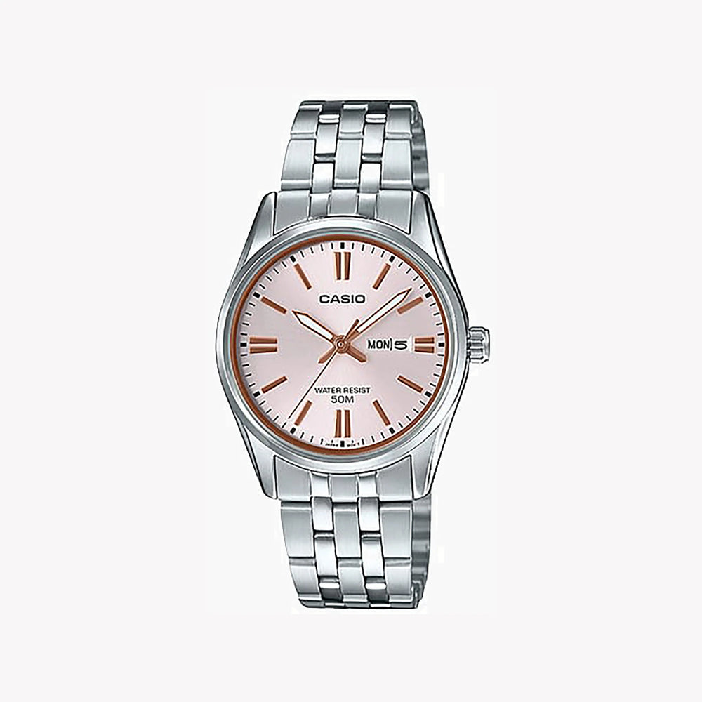 Casio Women's Silver Watch, Pink Dial | Ltp-1335d-4avdf by i-watch