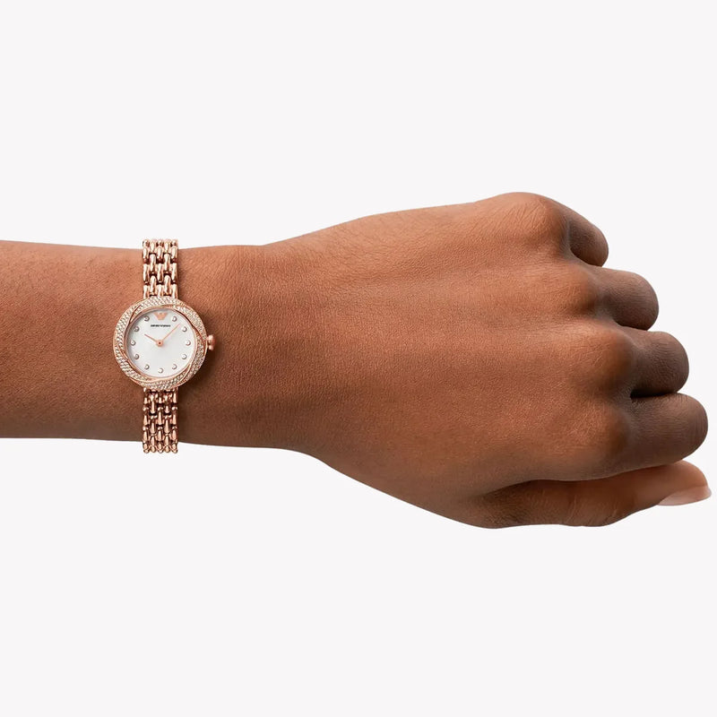 Emporio Armani Women's Rose Gold Watch, White Dial | Ar11474 by i-watch