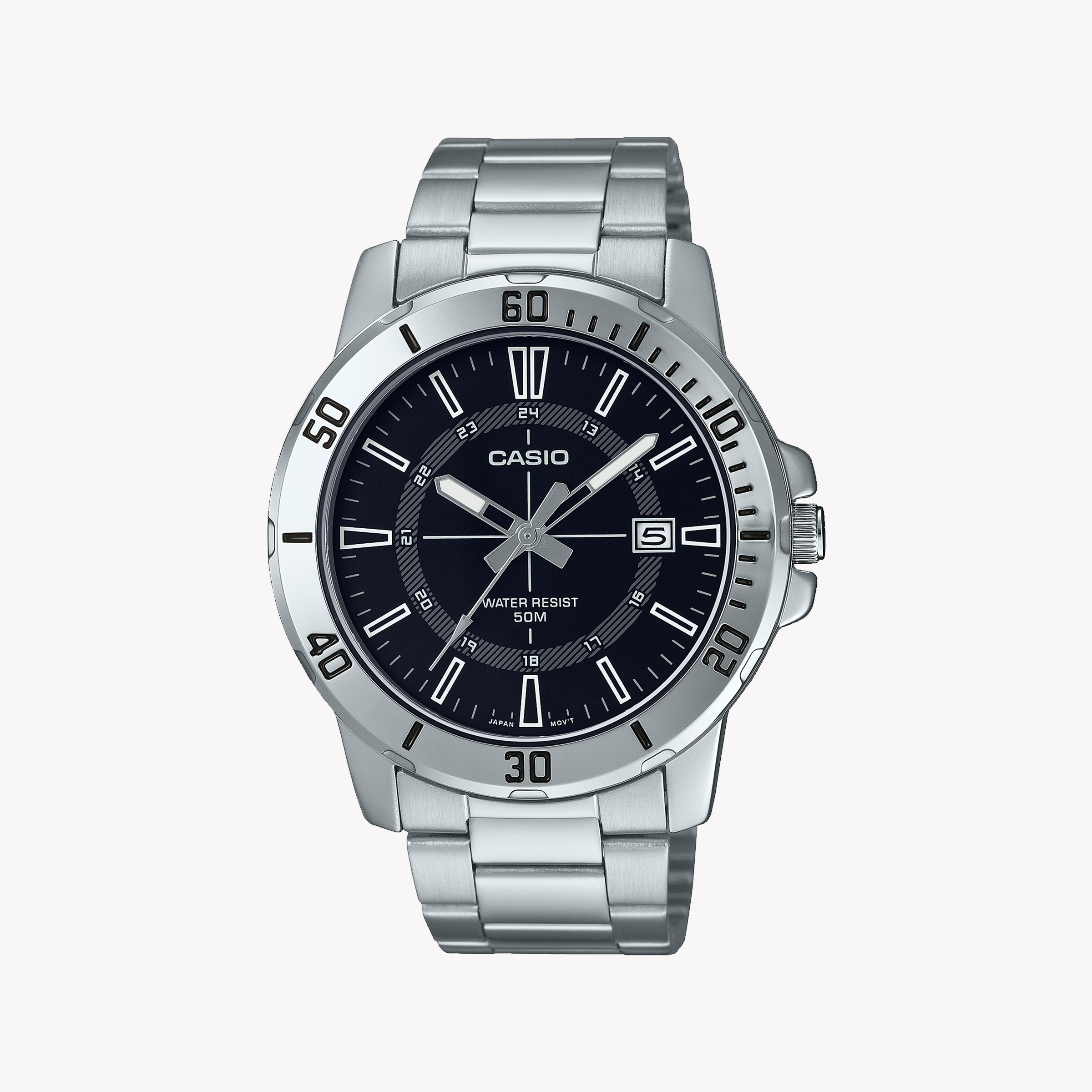 CASIO MTP-VD01D-1CVUDF SPORTY ELEGANCE - MEN'S STAINLESS STEEL WATCH with black dial and robust design