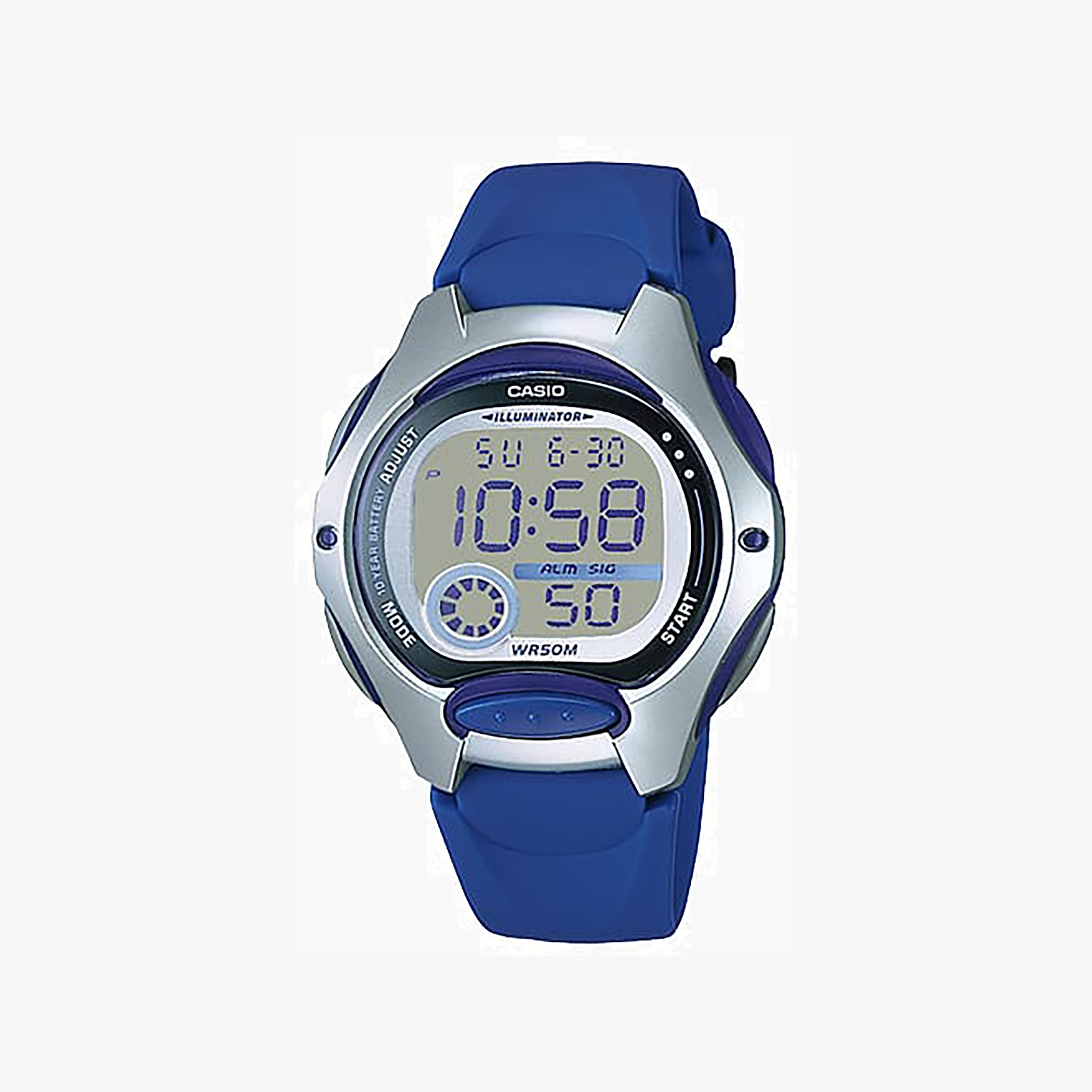 CASIO Women's Watch with Silver Resin Case and Blue Resin Band