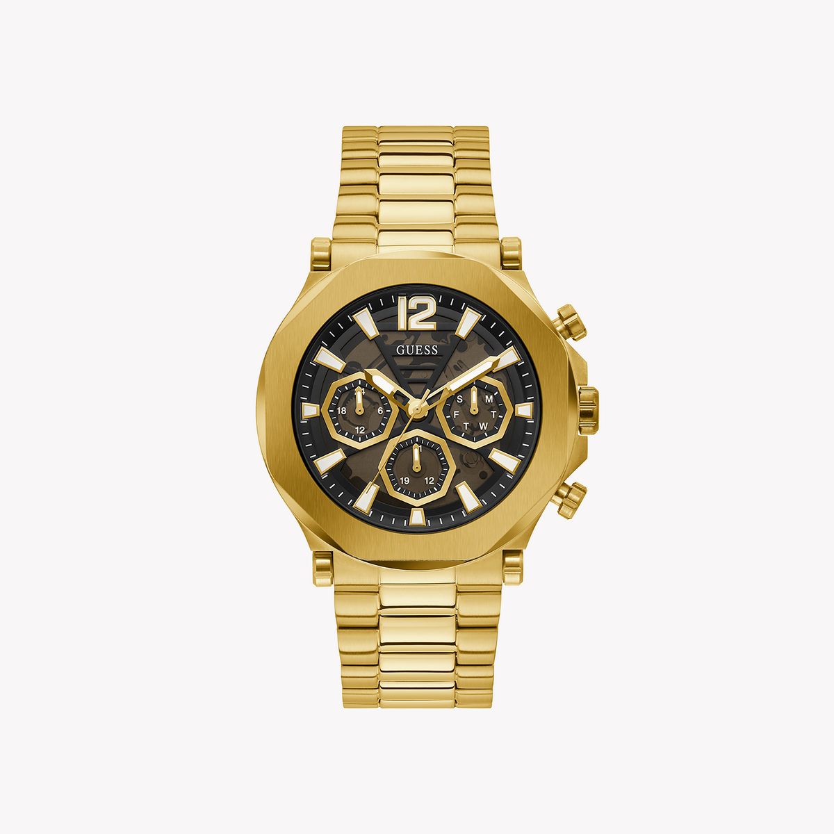 GUESS GW0539G2 BOLD GOLD ELEGANCE - Men's Stainless Steel Watch with Striking Black Dial