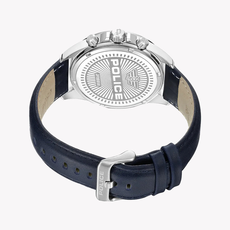 Police Men's Silver Leather, Blue Dial | Pewjf0005803 by i-watch