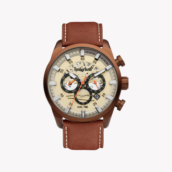 Timberland Men's Brown Leather Watch, Beige Dial | Tdwgf2100604 by i-watch
