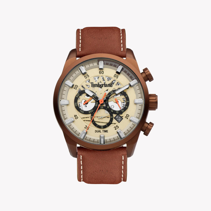 Timberland Men's Brown Leather Watch, Beige Dial | Tdwgf2100604 by i-watch