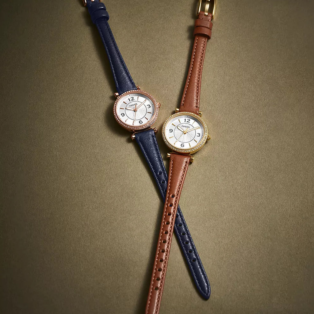 FOSSIL ES5295 ELEGANT CLASSIC - TIMELESS WOMEN'S WATCH WITH BLUE LEATHER STRAP & SILVER DIAL-i-Watch-5