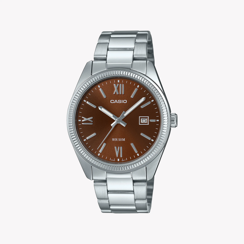 Casio Men's Silver Watch, Brown Dial | Mtp-1302dd-5avdf by i-watch