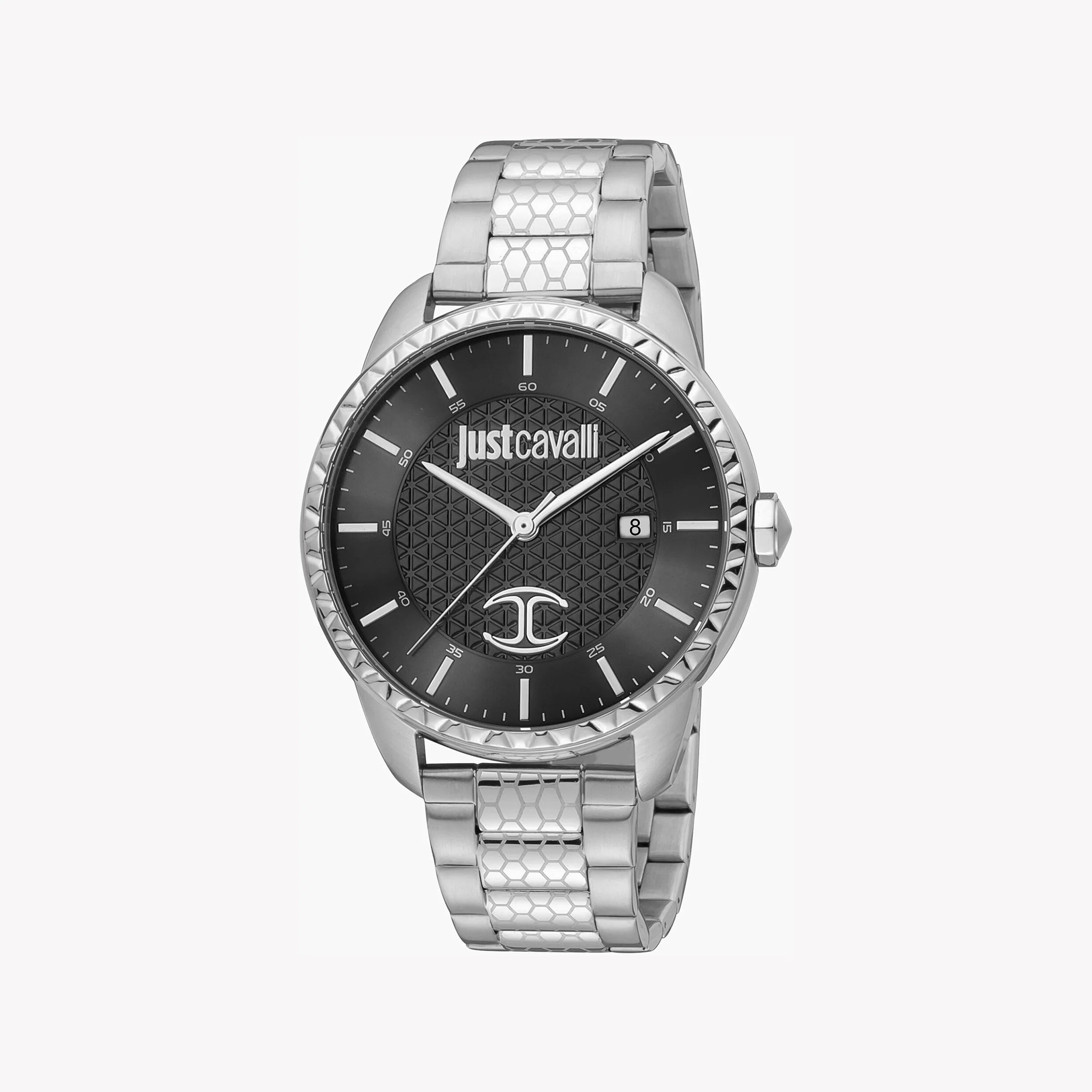 JUST CAVALLI JC1G176M0055 - ELEGANT SILVER STAINLESS STEEL MEN'S WATCH WITH BLACK DIAL